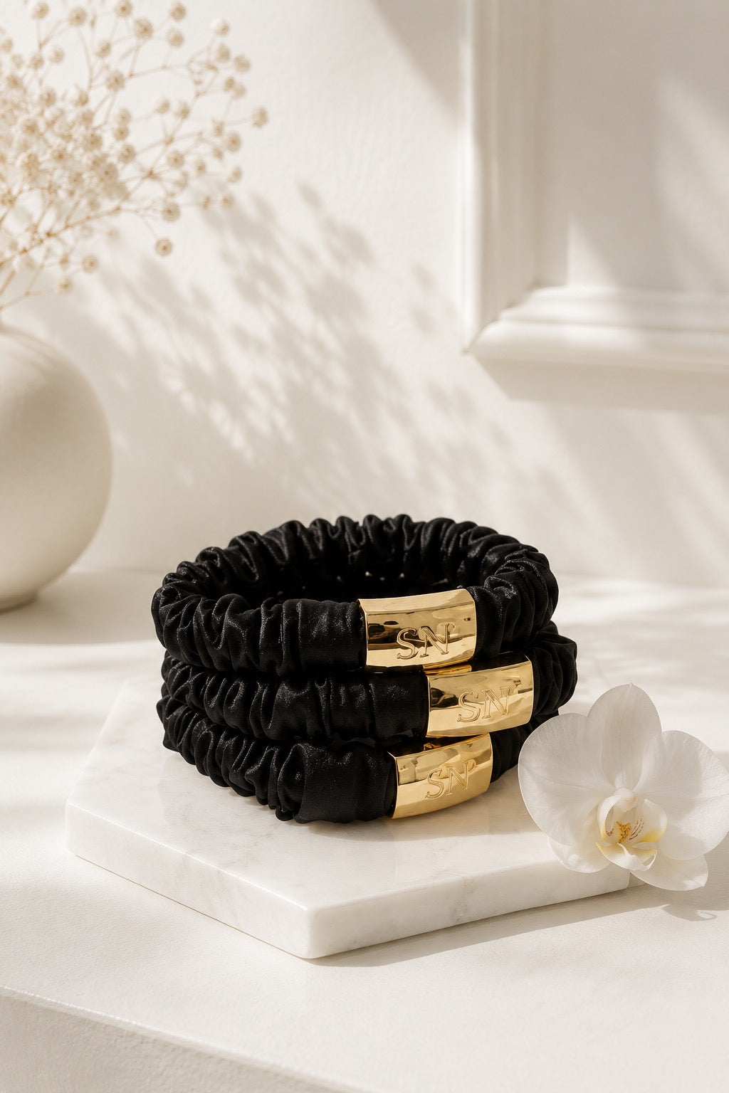 Silk hair tie black