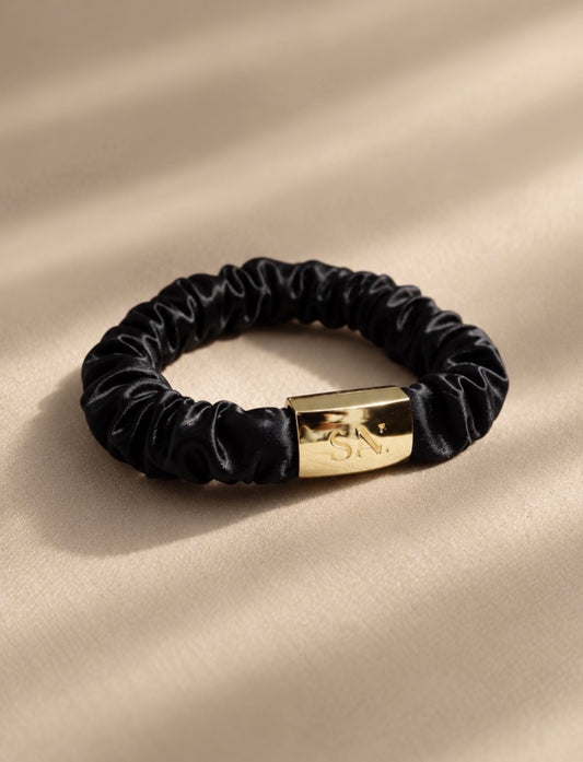 Silk hair tie black